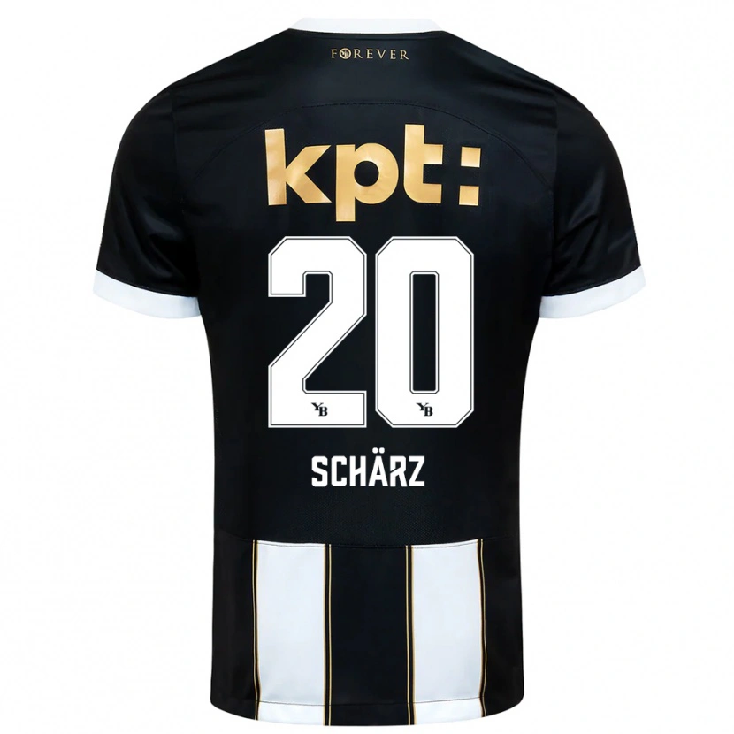Danxen Uomo Maglia Noa Schärz #20 Nero Bianco Kit Gara Away 2025/26 Maglietta