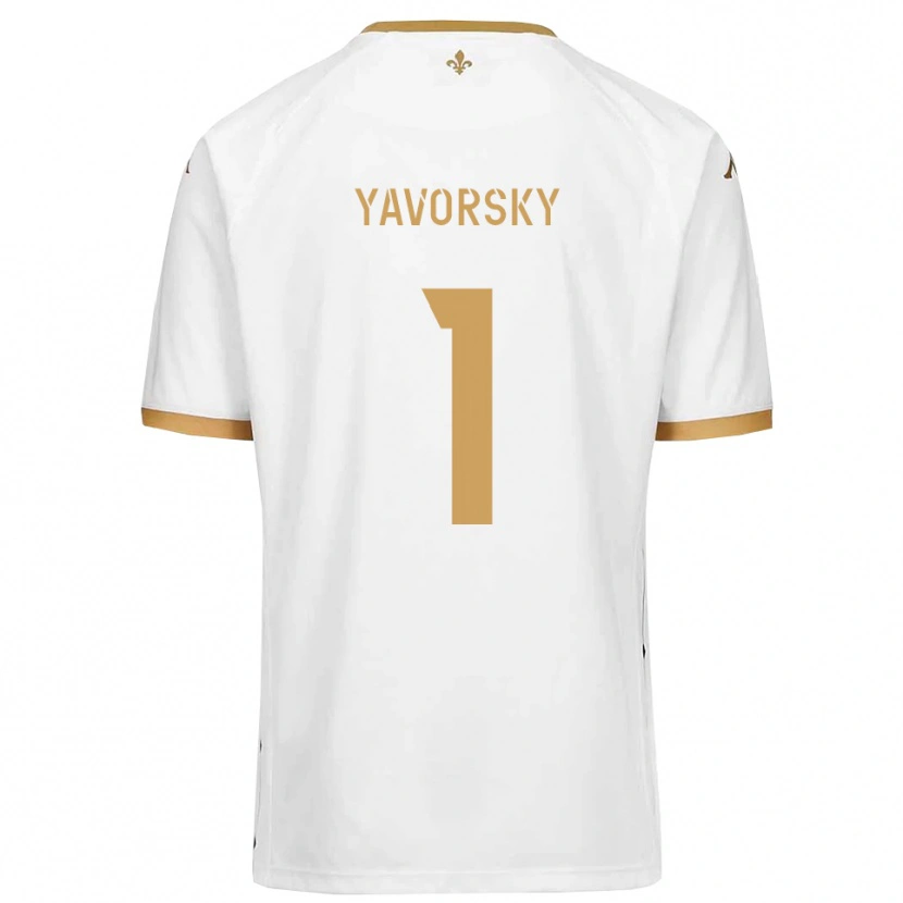 Danxen Uomo Maglia Nathan Yavorsky #1 Bianco Oro Kit Gara Away 2025/26 Maglietta
