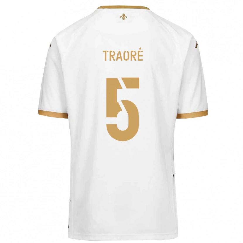 Danxen Uomo Maglia Franck Traoré #5 Bianco Oro Kit Gara Away 2025/26 Maglietta