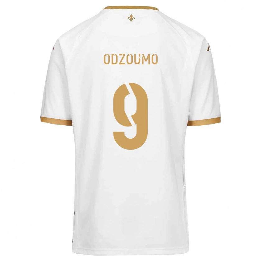 Danxen Uomo Maglia Cédric Odzoumo #9 Bianco Oro Kit Gara Away 2025/26 Maglietta