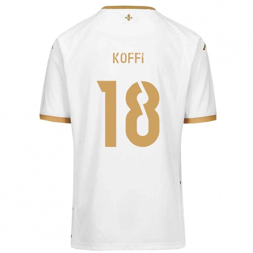 Danxen Uomo Maglia Patrick Koffi #18 Bianco Oro Kit Gara Away 2025/26 Maglietta