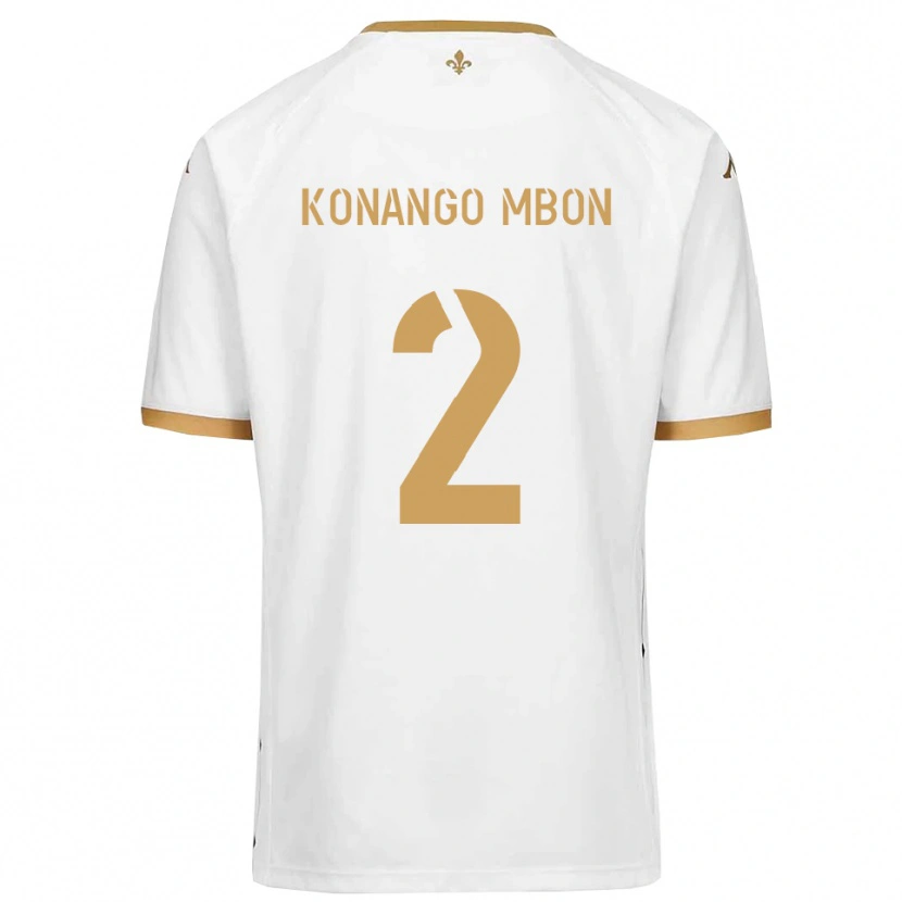 Danxen Uomo Maglia Jordan Konango Mbon #2 Bianco Oro Kit Gara Away 2025/26 Maglietta