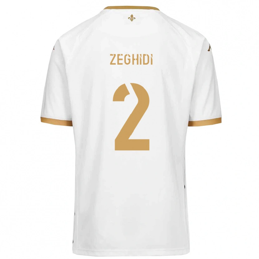 Danxen Uomo Maglia Yanis Zeghidi #2 Bianco Oro Kit Gara Away 2025/26 Maglietta