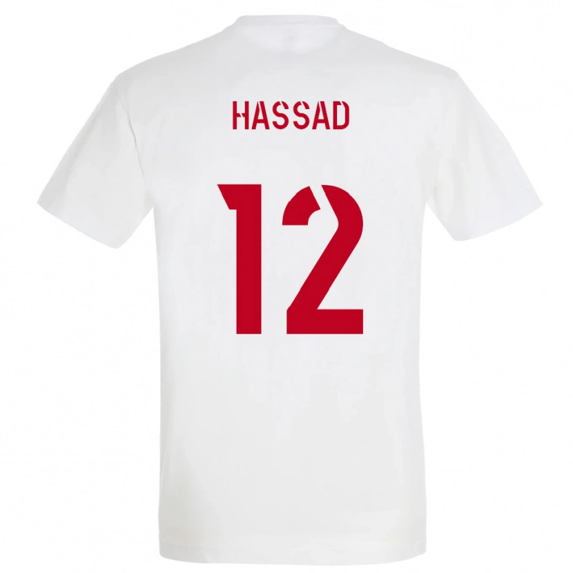 Danxen Uomo Maglia Rayan Hassad #12 Bianco Rosso Giallo Kit Gara Away 2025/26 Maglietta