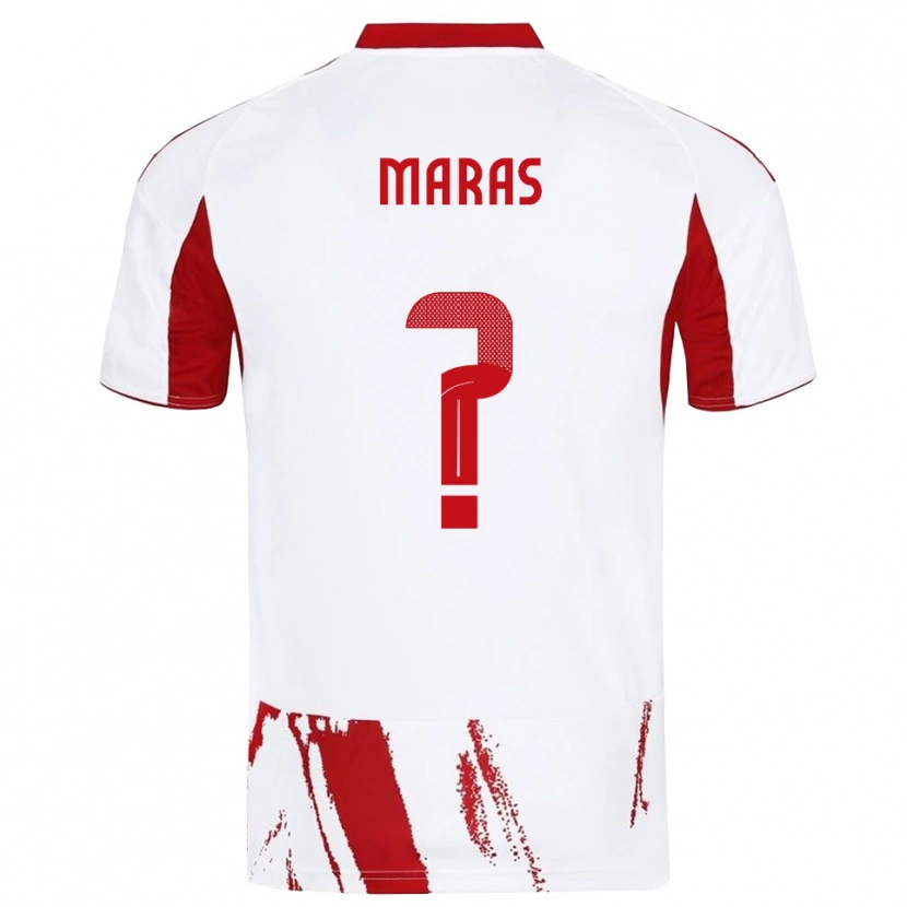 Danxen Uomo Maglia Konstantinos Maras #0 Bianco Rosso Kit Gara Away 2025/26 Maglietta