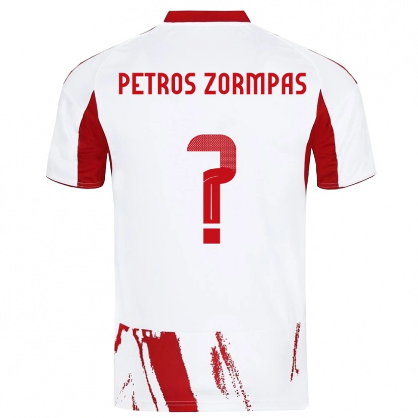 Danxen Uomo Maglia Spyridon Petros Zormpas #0 Bianco Rosso Kit Gara Away 2025/26 Maglietta
