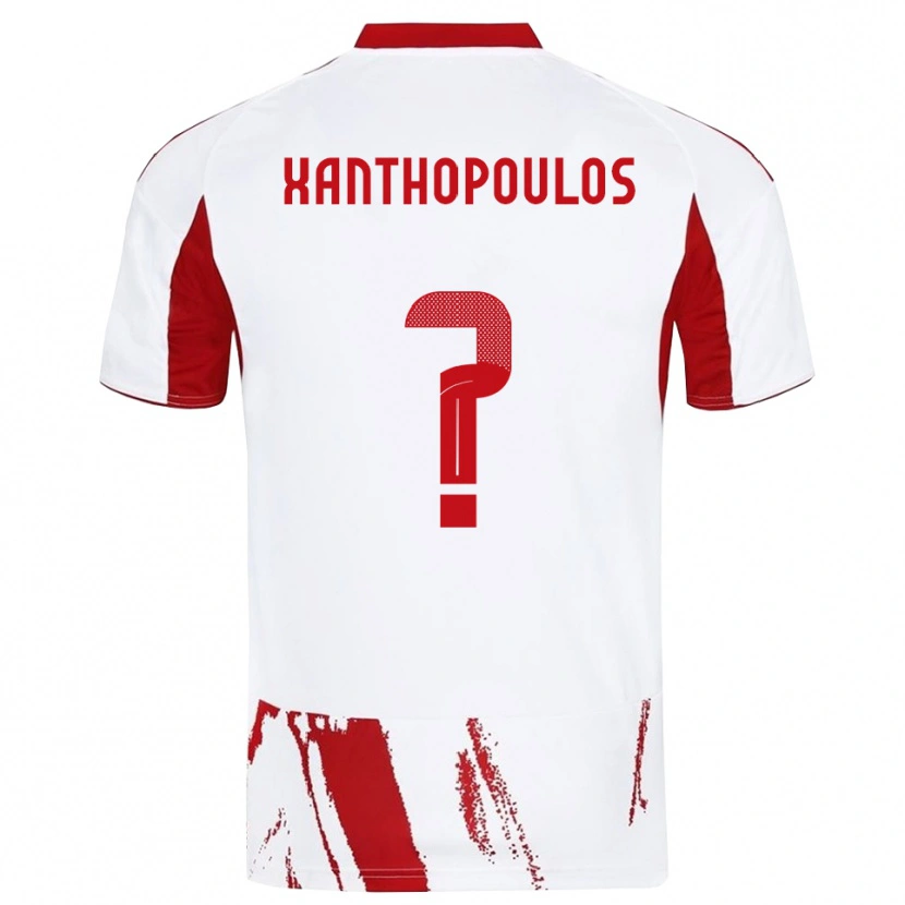 Danxen Uomo Maglia Giannis Xanthopoulos #0 Bianco Rosso Kit Gara Away 2025/26 Maglietta