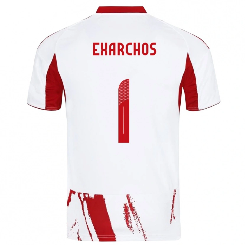 Danxen Uomo Maglia Alexandros Exarchos #1 Bianco Rosso Kit Gara Away 2025/26 Maglietta