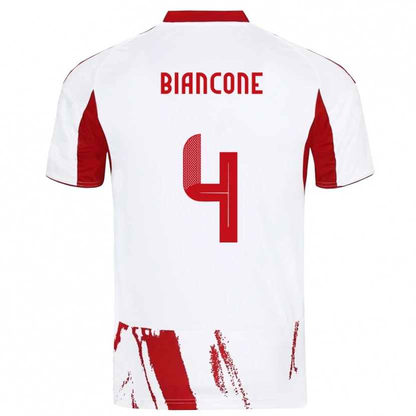Danxen Uomo Maglia Giulian Biancone #4 Bianco Rosso Kit Gara Away 2025/26 Maglietta