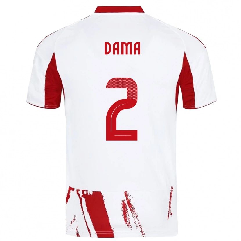 Danxen Uomo Maglia Antonis Dama #2 Bianco Rosso Kit Gara Away 2025/26 Maglietta
