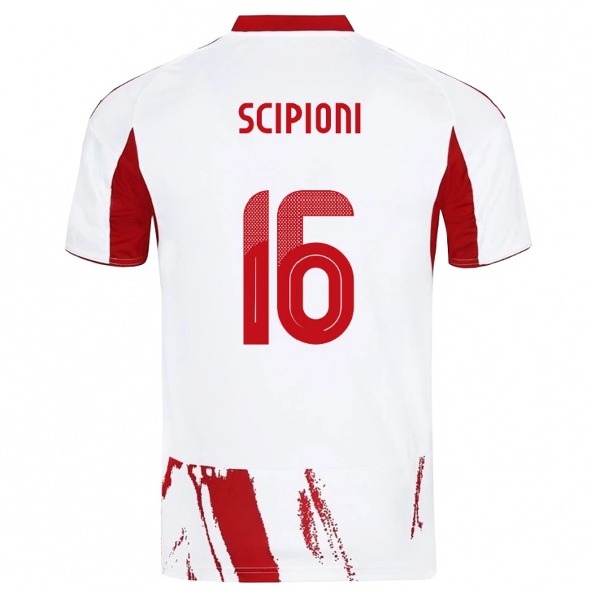 Danxen Uomo Maglia Lorenzo Scipioni #16 Bianco Rosso Kit Gara Away 2025/26 Maglietta