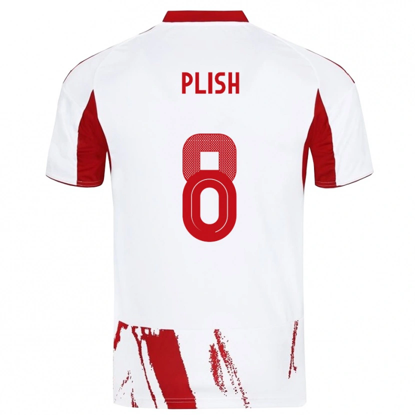 Danxen Uomo Maglia Konstantin Plish #8 Bianco Rosso Kit Gara Away 2025/26 Maglietta