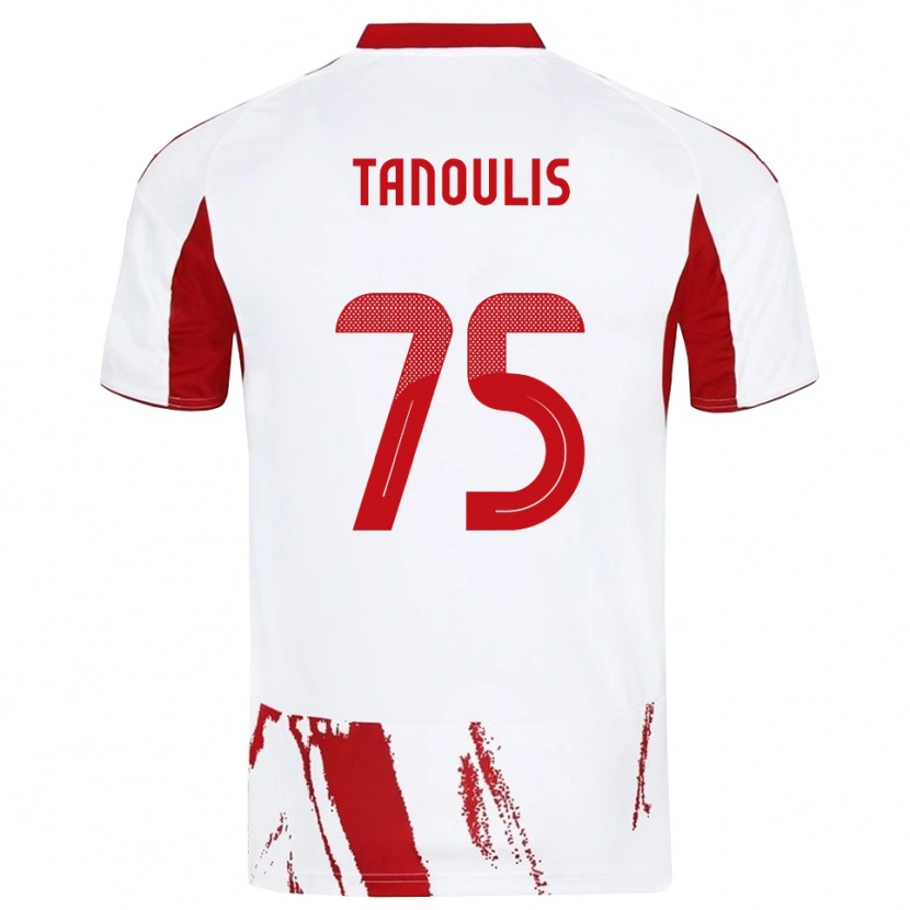 Danxen Uomo Maglia Konstantinos Tanoulis #75 Bianco Rosso Kit Gara Away 2025/26 Maglietta