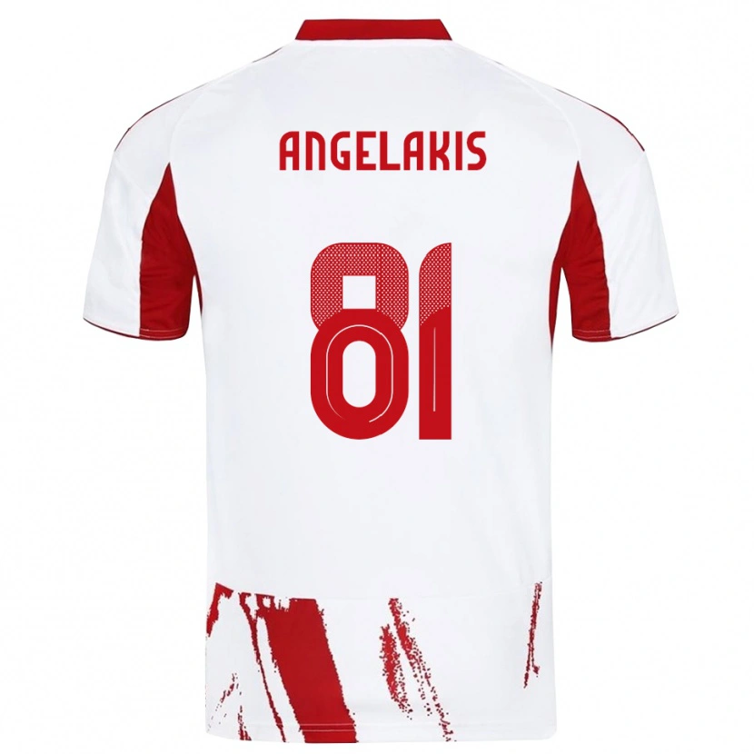 Danxen Uomo Maglia Konstantinos Angelakis #81 Bianco Rosso Kit Gara Away 2025/26 Maglietta