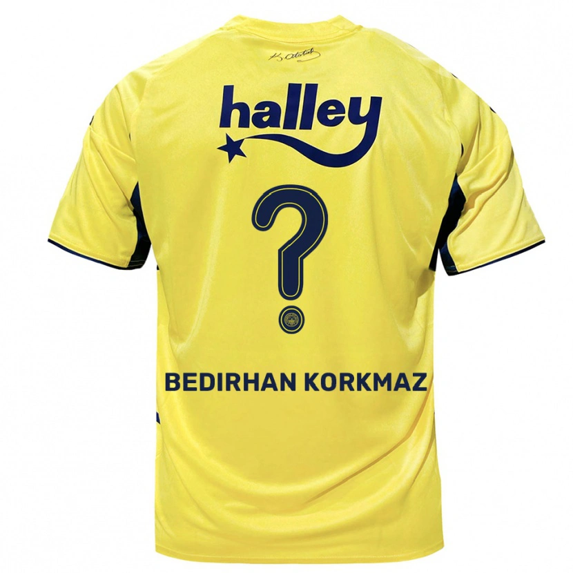 Danxen Uomo Maglia Yağız Bedirhan Korkmaz #0 Giallo Navy Kit Gara Away 2025/26 Maglietta