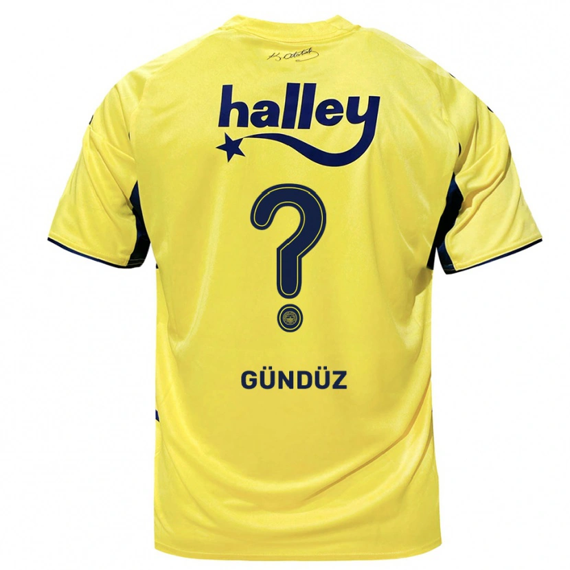 Danxen Uomo Maglia Kerem Gündüz #0 Giallo Navy Kit Gara Away 2025/26 Maglietta
