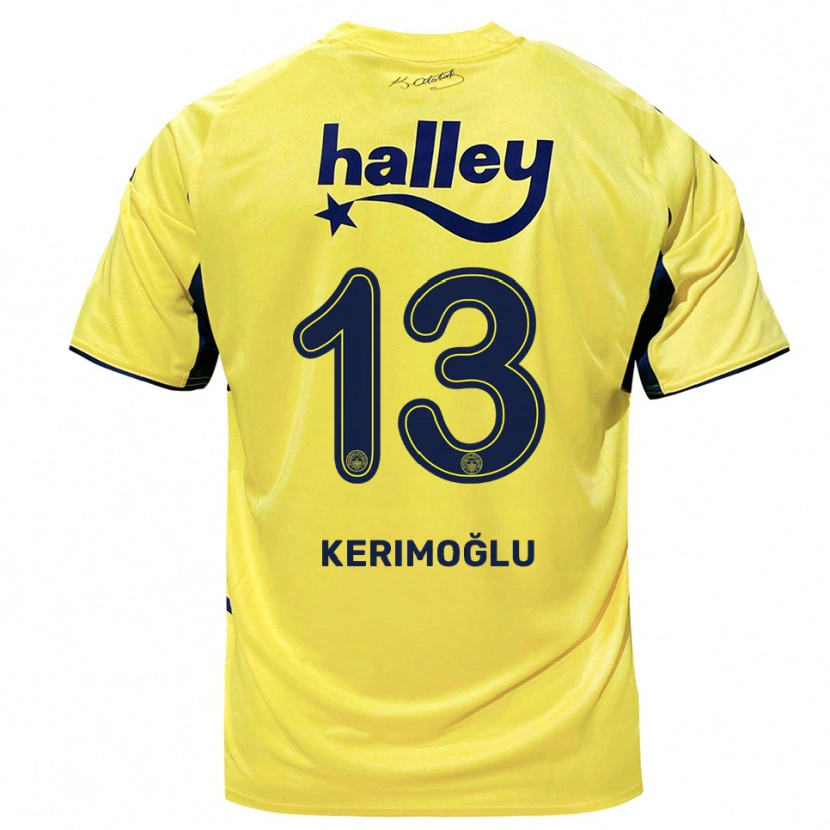 Danxen Uomo Maglia Zeynep Kerimoğlu #13 Giallo Navy Kit Gara Away 2025/26 Maglietta