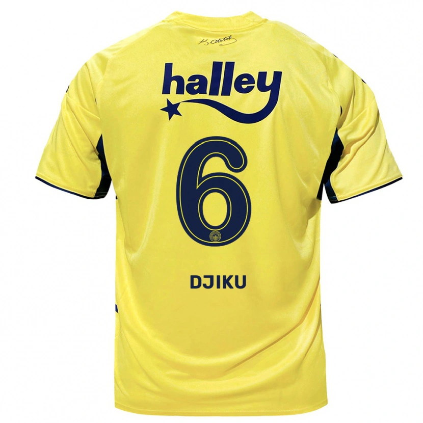 Danxen Uomo Maglia Alexander Djiku #6 Giallo Navy Kit Gara Away 2025/26 Maglietta