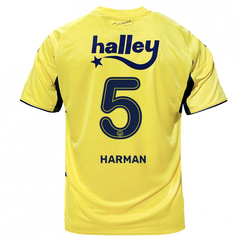 Danxen Uomo Maglia Rıdvan Harman #5 Giallo Navy Kit Gara Away 2025/26 Maglietta