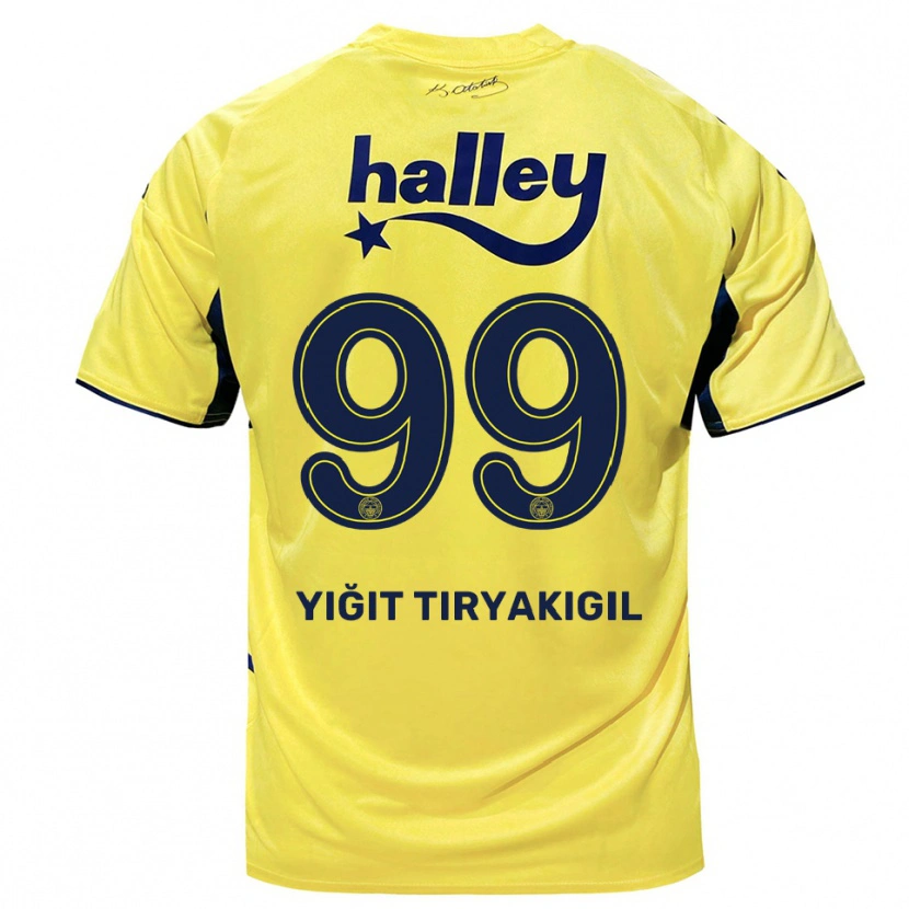 Danxen Uomo Maglia Ömer Yiğit Tiryakigil #99 Giallo Navy Kit Gara Away 2025/26 Maglietta