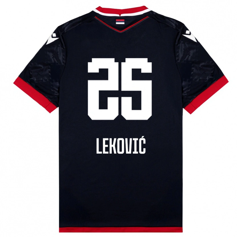 Danxen Uomo Maglia Stefan Leković #25 Nero Rosso Kit Gara Away 2025/26 Maglietta
