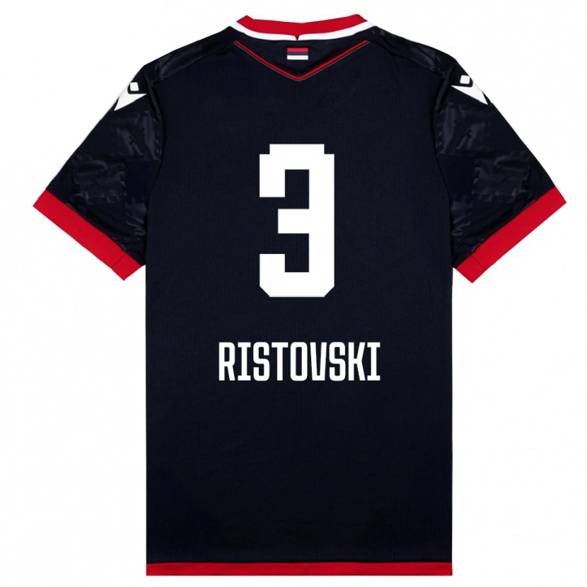 Danxen Uomo Maglia Gorazd Ristovski #3 Nero Rosso Kit Gara Away 2025/26 Maglietta