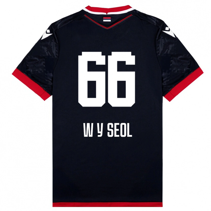 Danxen Uomo Maglia Young-Woo Seol #66 Nero Rosso Kit Gara Away 2025/26 Maglietta