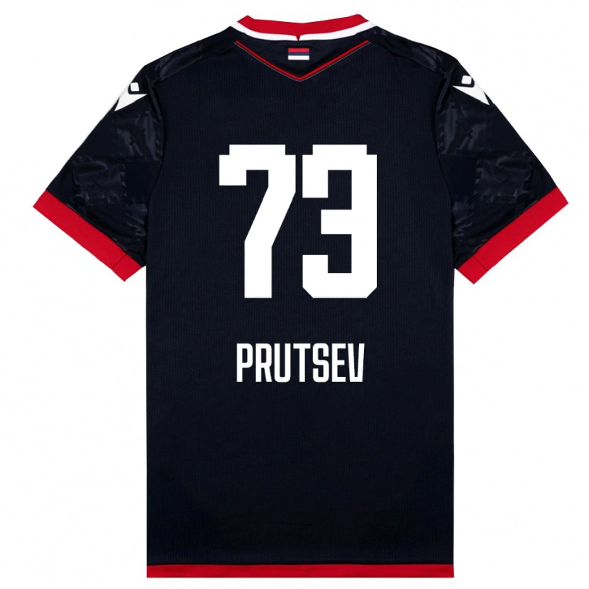 Danxen Uomo Maglia Egor Prutsev #73 Nero Rosso Kit Gara Away 2025/26 Maglietta