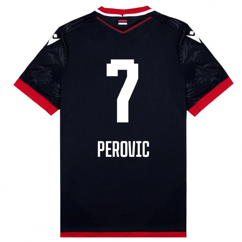 Danxen Uomo Maglia Naum Perovic #7 Nero Rosso Kit Gara Away 2025/26 Maglietta