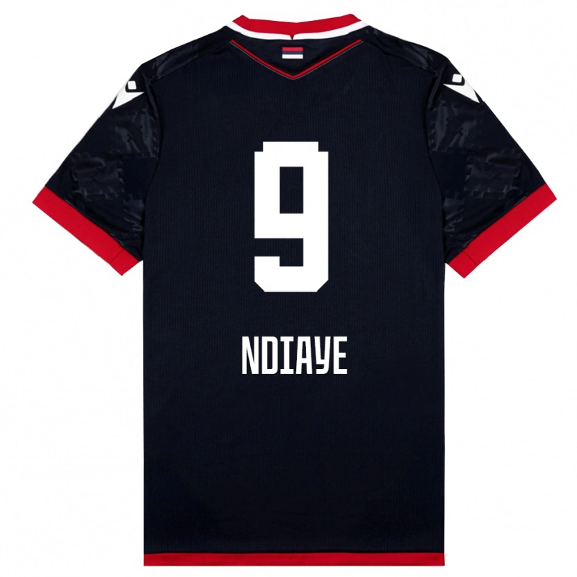 Danxen Uomo Maglia Cherif Ndiaye #9 Nero Rosso Kit Gara Away 2025/26 Maglietta