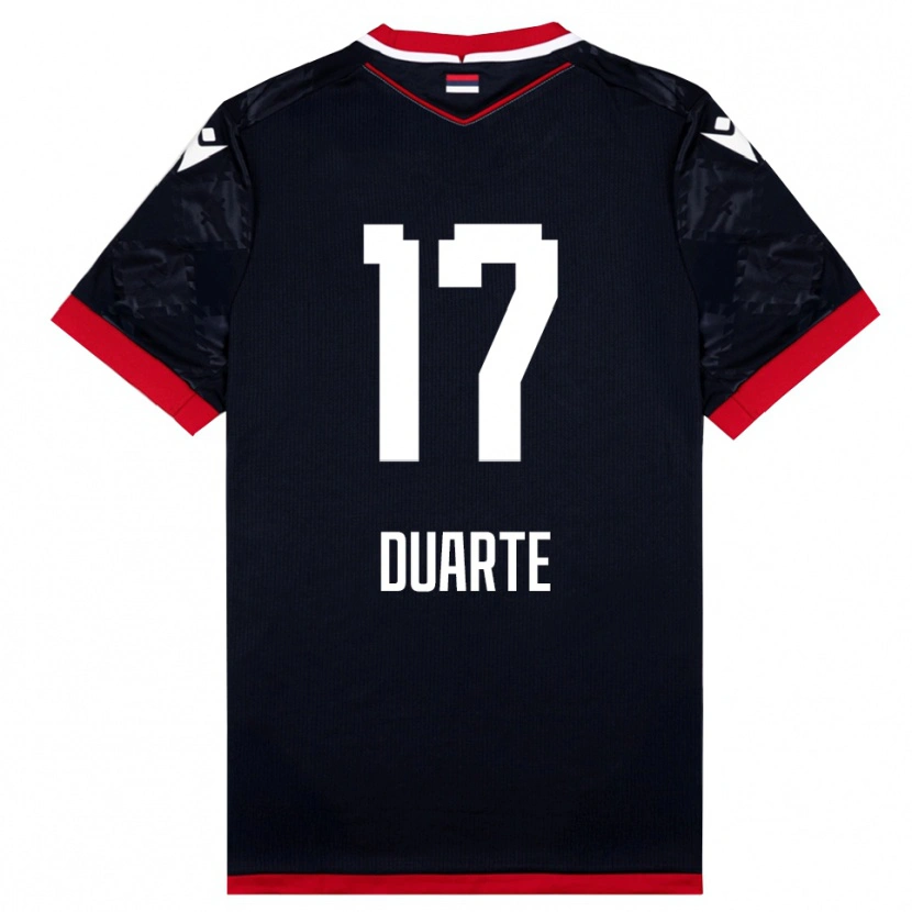 Danxen Uomo Maglia Bruno Duarte #17 Nero Rosso Kit Gara Away 2025/26 Maglietta