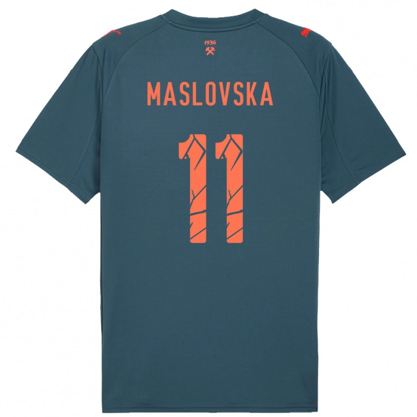 Danxen Uomo Maglia Yelyzaveta Maslovska #11 Navy Rosso Kit Gara Away 2025/26 Maglietta