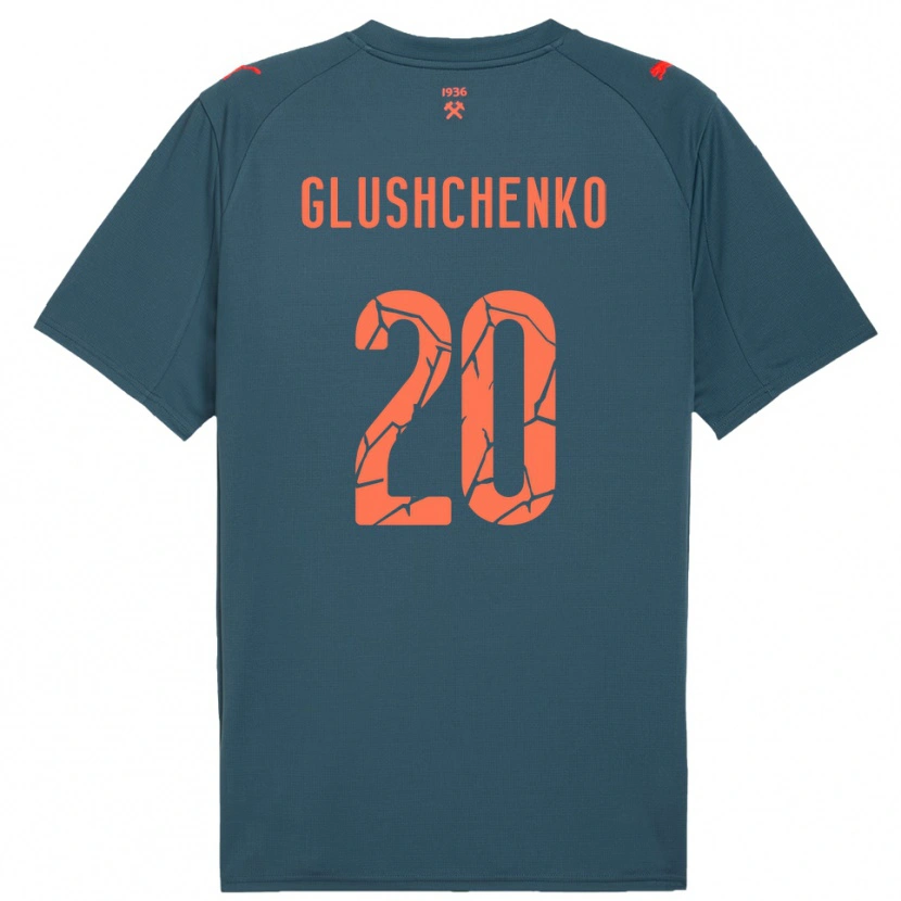 Danxen Uomo Maglia Anton Glushchenko #20 Navy Rosso Kit Gara Away 2025/26 Maglietta