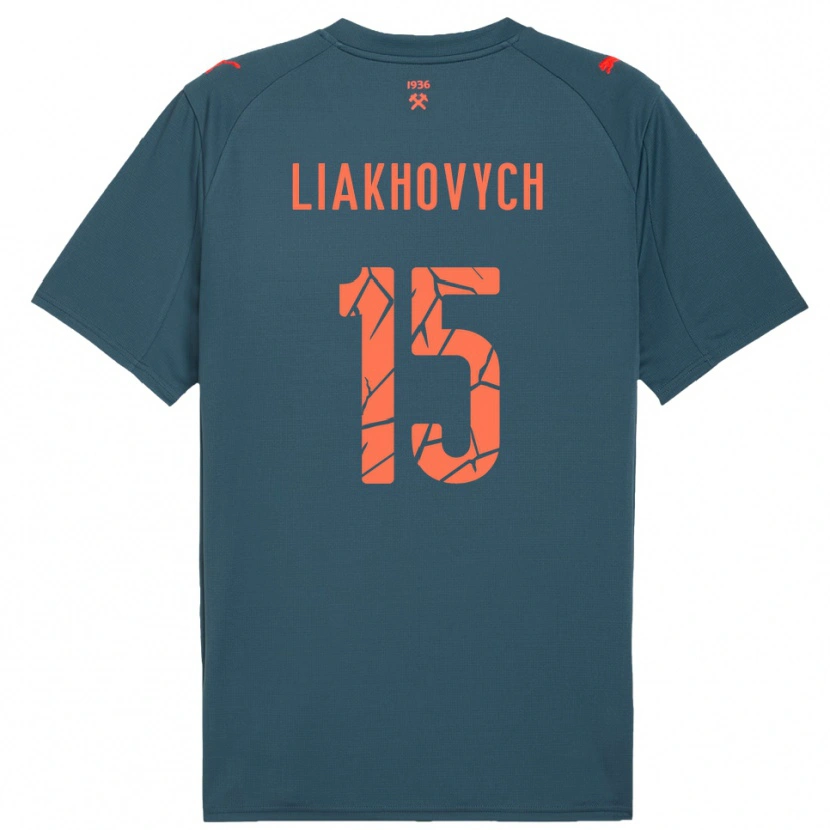 Danxen Uomo Maglia Anastasiia Liakhovych #15 Navy Rosso Kit Gara Away 2025/26 Maglietta