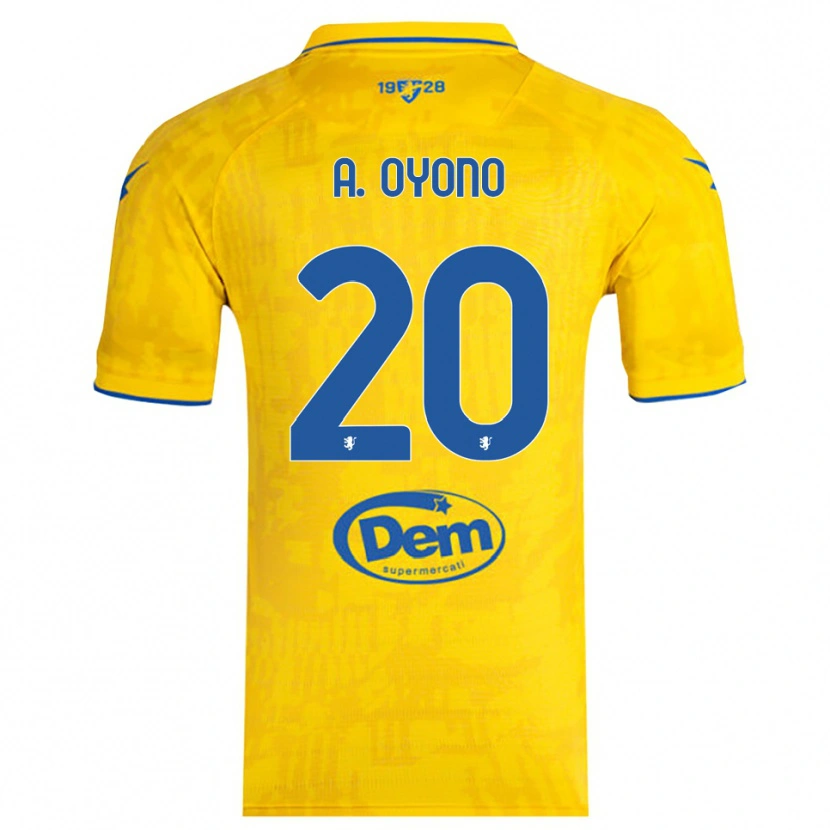 Danxen Donna Maglia Anthony Oyono #20 Giallo Blu Kit Gara Home 2025/26 Maglietta