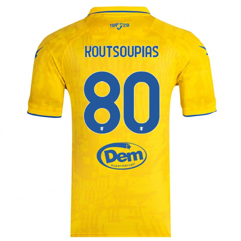 Danxen Donna Maglia Ilias Koutsoupias #80 Giallo Blu Kit Gara Home 2025/26 Maglietta