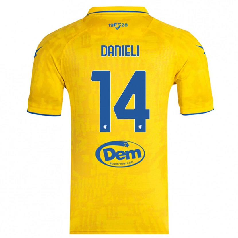 Danxen Donna Maglia Lorenzo Danieli #14 Giallo Blu Kit Gara Home 2025/26 Maglietta
