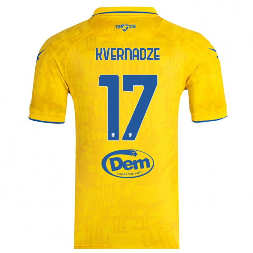 Danxen Donna Maglia Giorgi Kvernadze #17 Giallo Blu Kit Gara Home 2025/26 Maglietta