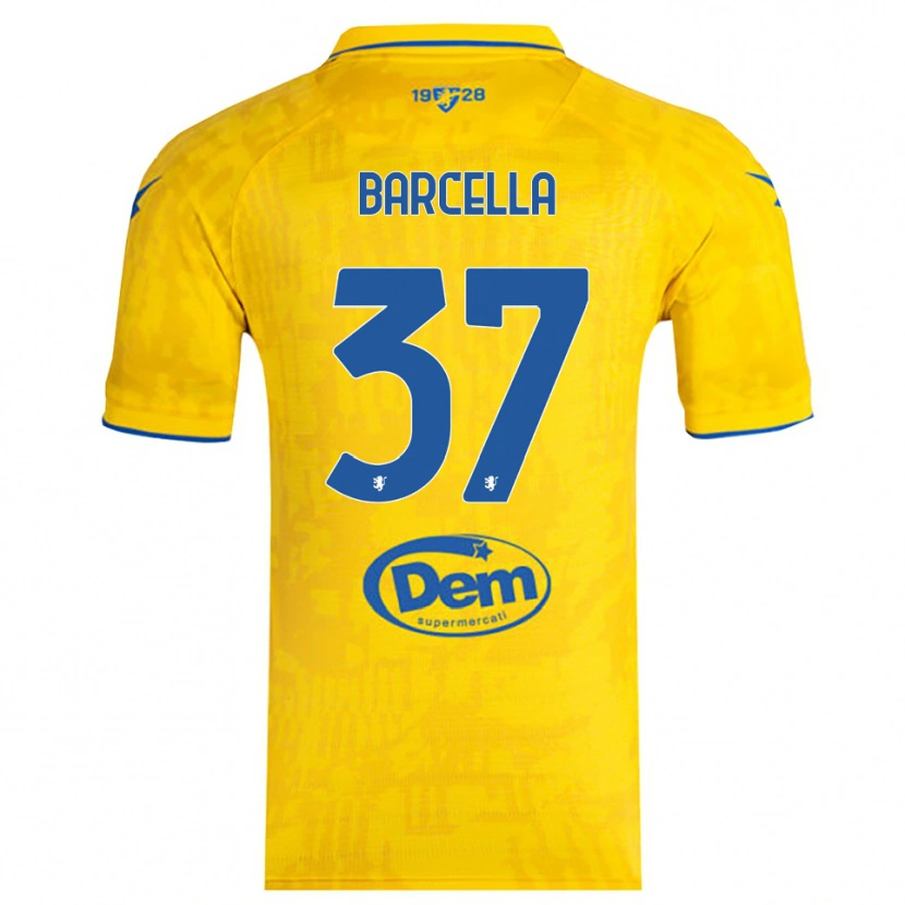Danxen Donna Maglia Kevin Barcella #37 Giallo Blu Kit Gara Home 2025/26 Maglietta