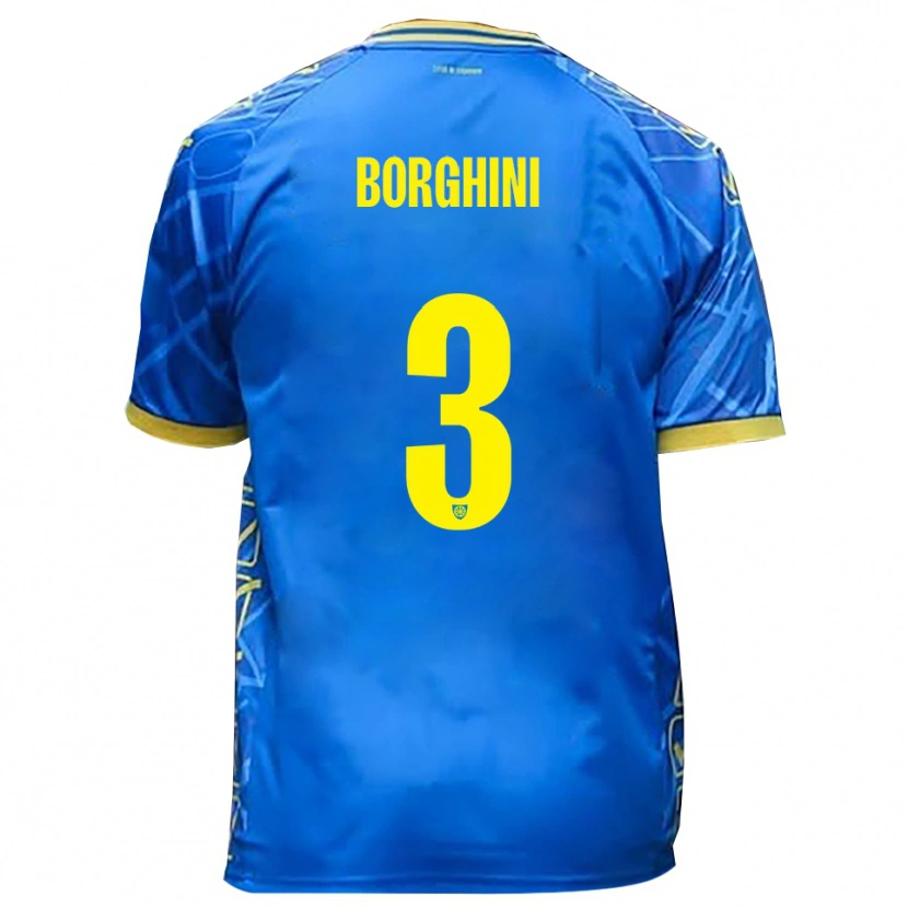 Danxen Donna Maglia Giacomo Borghini #3 Azzurro Giallo Kit Gara Home 2025/26 Maglietta