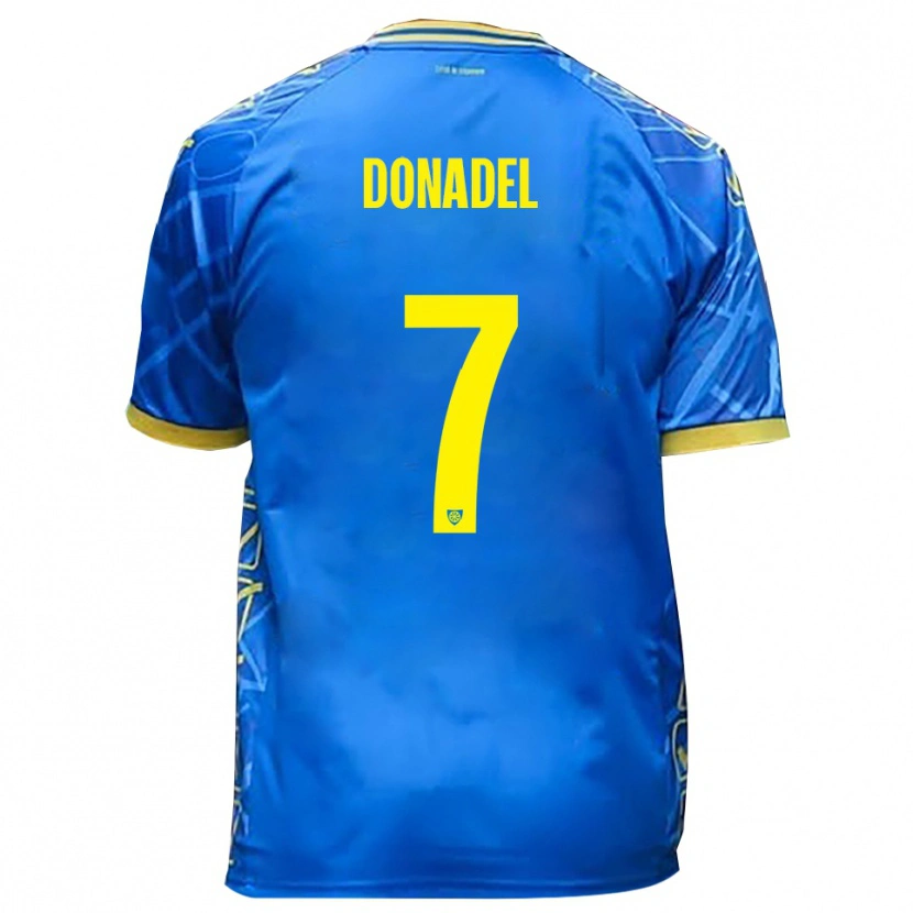 Danxen Donna Maglia Tommaso Donadel #7 Azzurro Giallo Kit Gara Home 2025/26 Maglietta