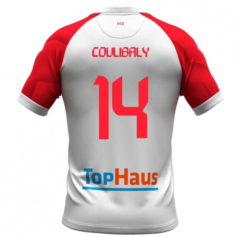Danxen Donna Maglia Mamadou Coulibaly #14 Bianco Rosso Kit Gara Home 2025/26 Maglietta
