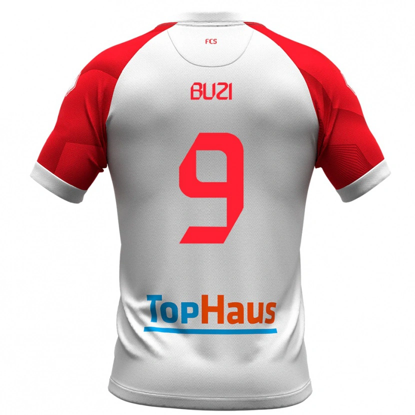 Danxen Donna Maglia Luis Buzi #9 Bianco Rosso Kit Gara Home 2025/26 Maglietta