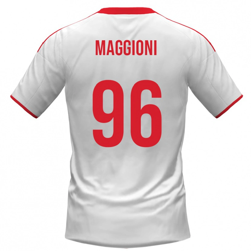 Danxen Donna Maglia Tommaso Maggioni #96 Bianco Rosso Kit Gara Home 2025/26 Maglietta
