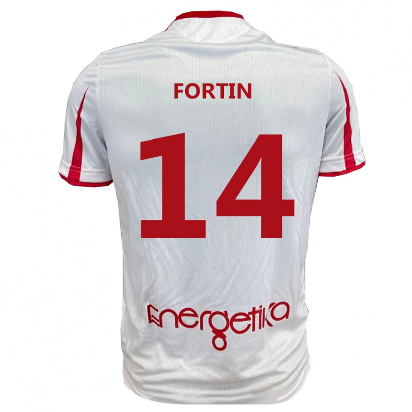 Danxen Donna Maglia Mattia Fortin #14 Bianco Rosso Kit Gara Home 2025/26 Maglietta