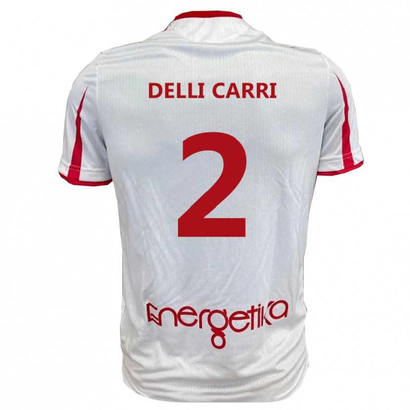 Danxen Donna Maglia Filippo Delli Carri #2 Bianco Rosso Kit Gara Home 2025/26 Maglietta
