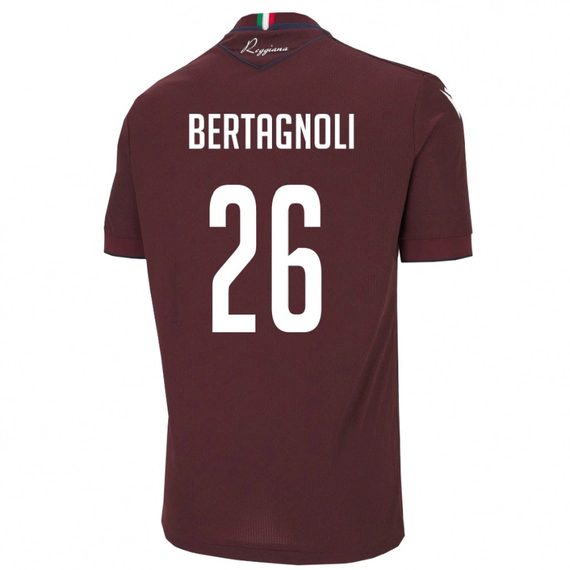 Danxen Donna Maglia Massimo Bertagnoli #26 Borgogna Bianco Kit Gara Home 2025/26 Maglietta