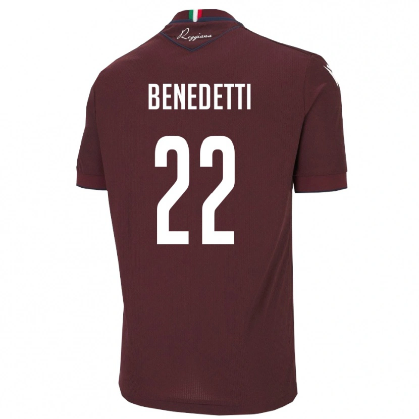Danxen Donna Maglia Samuele Benedetti #22 Borgogna Bianco Kit Gara Home 2025/26 Maglietta