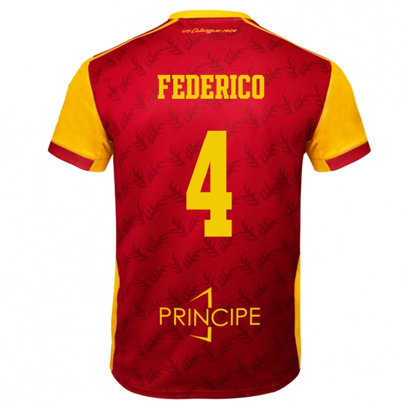 Danxen Donna Maglia Giuseppe Federico #4 Giallo Rosso Kit Gara Home 2025/26 Maglietta
