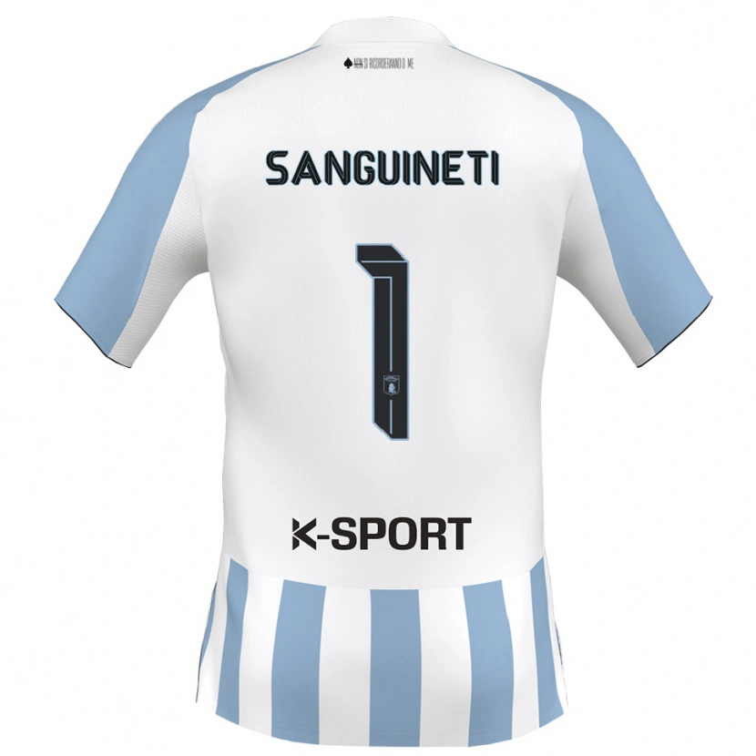 Danxen Donna Maglia Michele Sanguineti #1 Bianco Azzurro Kit Gara Home 2025/26 Maglietta